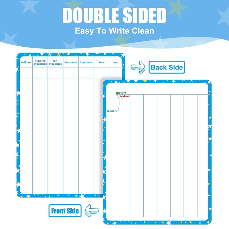WEIZHEN 10 Packs Division Whiteboard Card, Double Sided Dry Erase Board Writable and Erasable Math Learning White Board for Kids, Students, Classroom and Home (Each Measures 12” x 9”) - Image 4